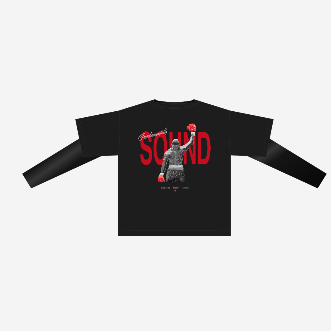 ORTHODOX layered tee, back view with Fundamentally Sound print