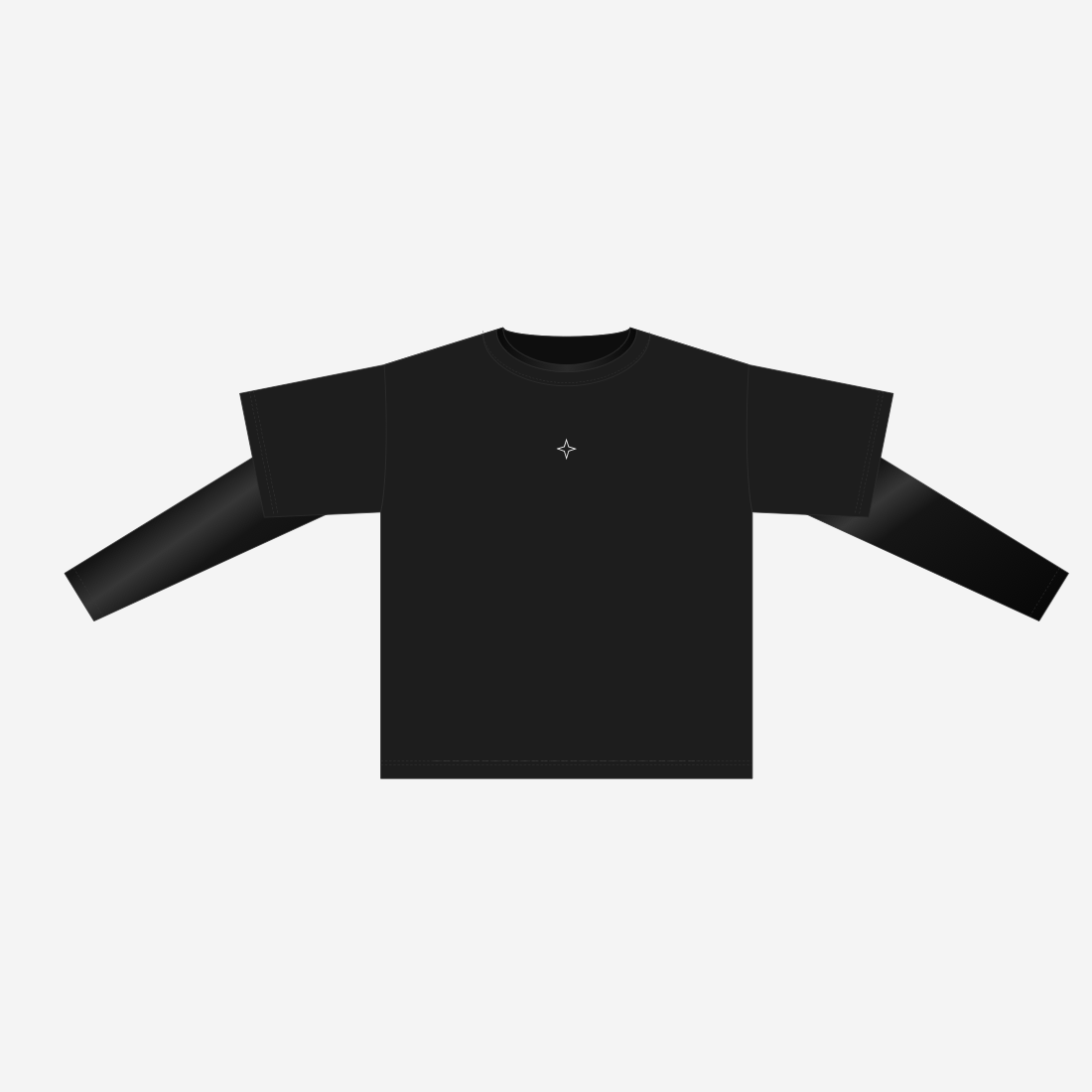 ORTHODOX layered tee, front view with small white star